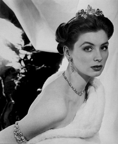 French Jewelry Designer Mauboussin jewelry modeled by Suzy Parker