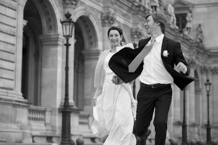 Black and White Paris Elopement Documentary style photography 