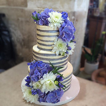 Paris Blue White Wedding Cake