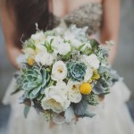 Green and White wedding bouquet flowers