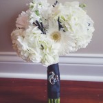 Yellow Wedding Bouquet with black satin ribbon and brooch